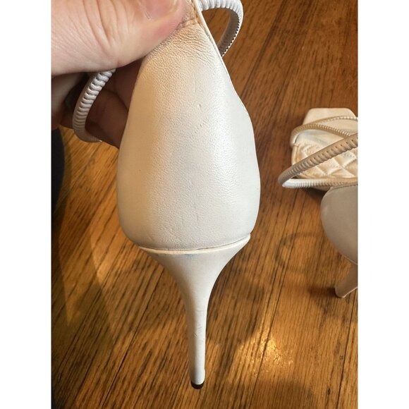 SCHUTZ Gaiah Ankle Strap Sandals in White Leather Size 7 EUC (C) - Picture 10 of 11